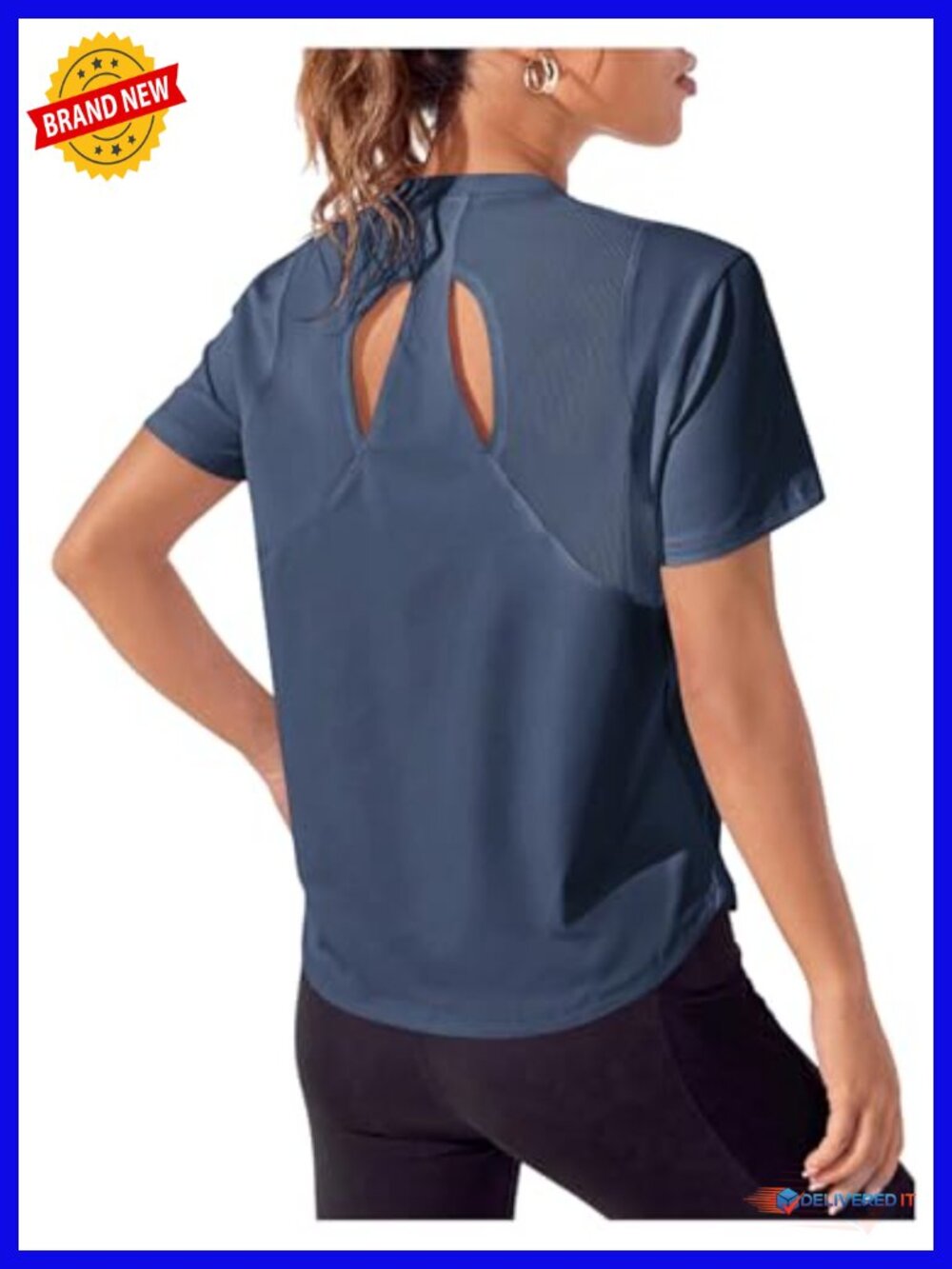 Open Back Workout Tops Mesh Summer Sports T-Shirts for Yoga Running Gym